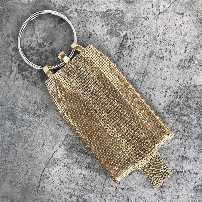 New net red tassel dinner bag aluminum flake rhinestone ring portable explosive ladies bag