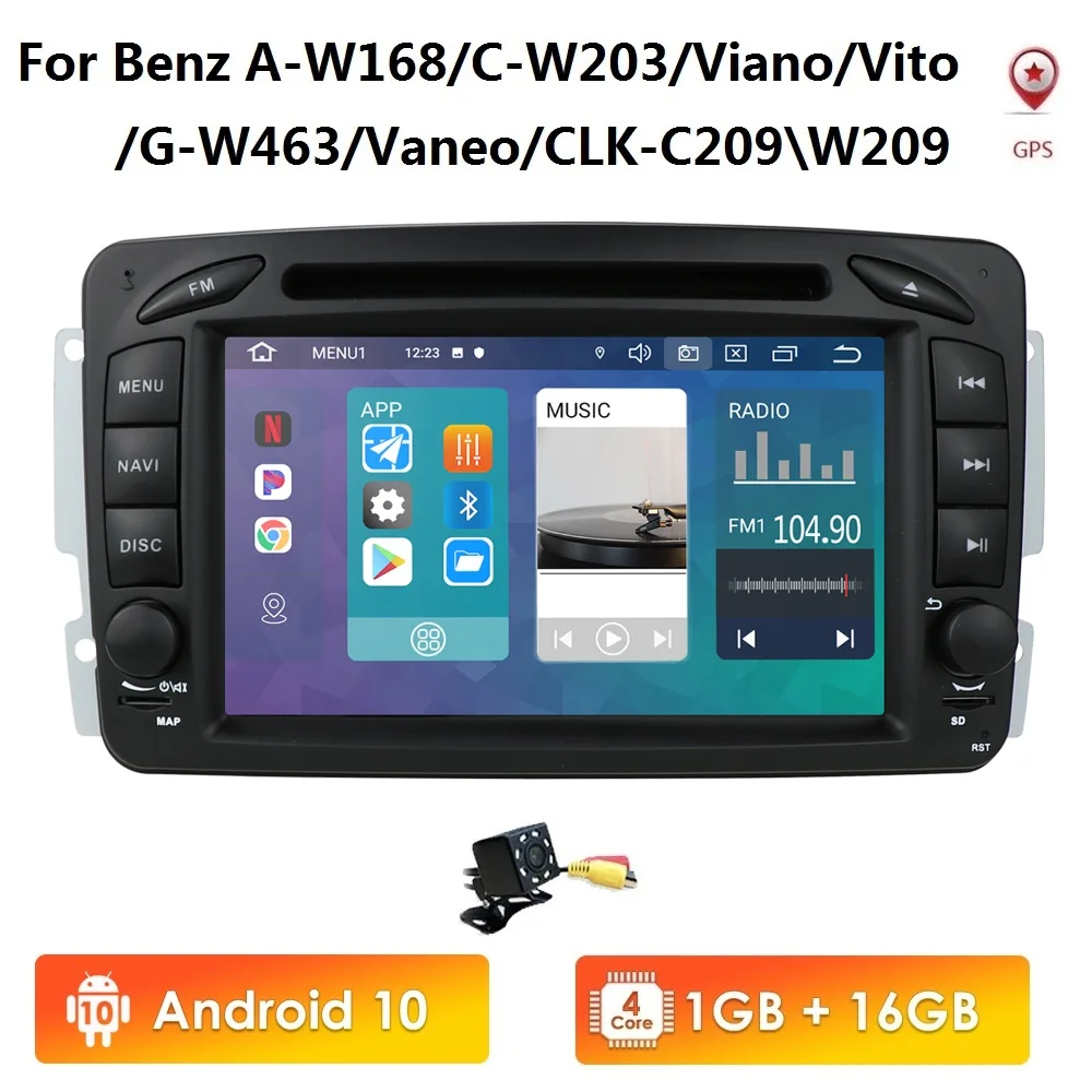 Автомагнитола 7 дюймов Android 10 2 Din 4 ядра IPS DVD-плеер для Mercedes Benz CLK W209 W203 W208 W463