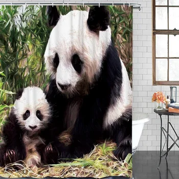 

Bathroom Curtain Wild Animal Panda Waterproof Fabric Shower Curtain Home Decoration Bathroom Shower Curtains