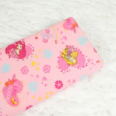 pink bottom Половина метра хлопок seer sucker ткань с рисунком девушки, ручной работы DIY одежды платье Детская одежда CR-140 - Цвет: pink bottom