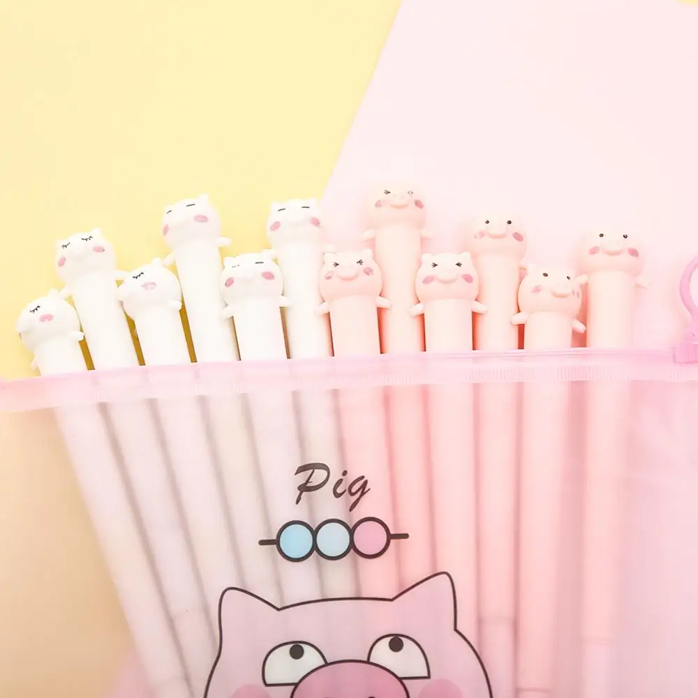12 шт. гелевая ручка с рисунком поросенка из мультфильма, Корейская розовая Милая креативная ручка для девочек, школьные офисные принадлежности, ручки с чернилами, кавайные канцелярские принадлежности