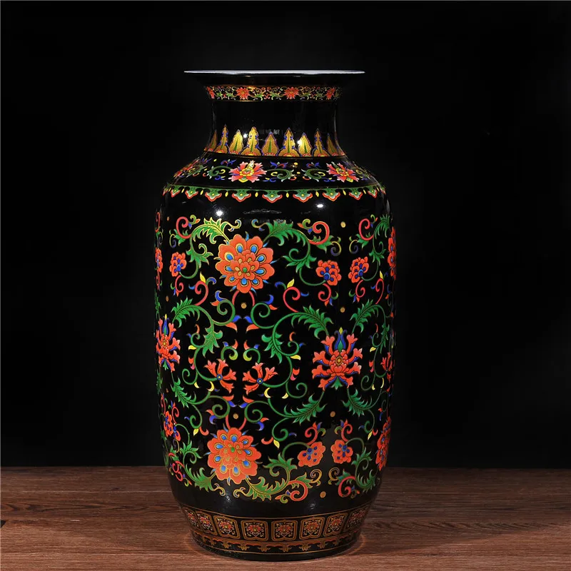 Focusdecor Shining Black Ceramic Vase Elegant Decorative Design
