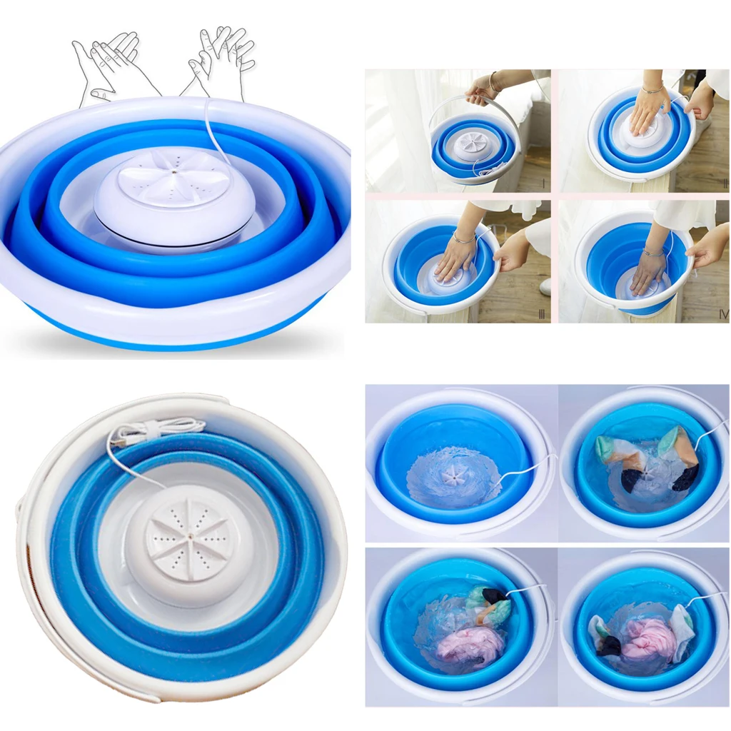 Portable Mini Washing Machine Folding Washer Laundry Machine USB Charging