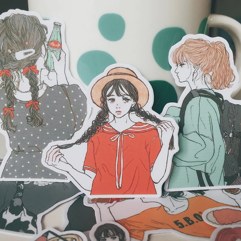 15 шт./пакет для кавайной девушки наклейки для скрапбукинга DIY Ручная роспись Красивая девушка серии альбом журнал happy план декоративные наклейки