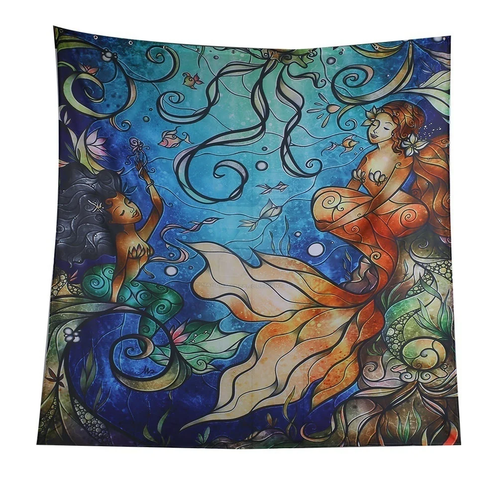 Горячая продажа Русалка занавес 3D цифровая печать водонепроницаемая занавеска