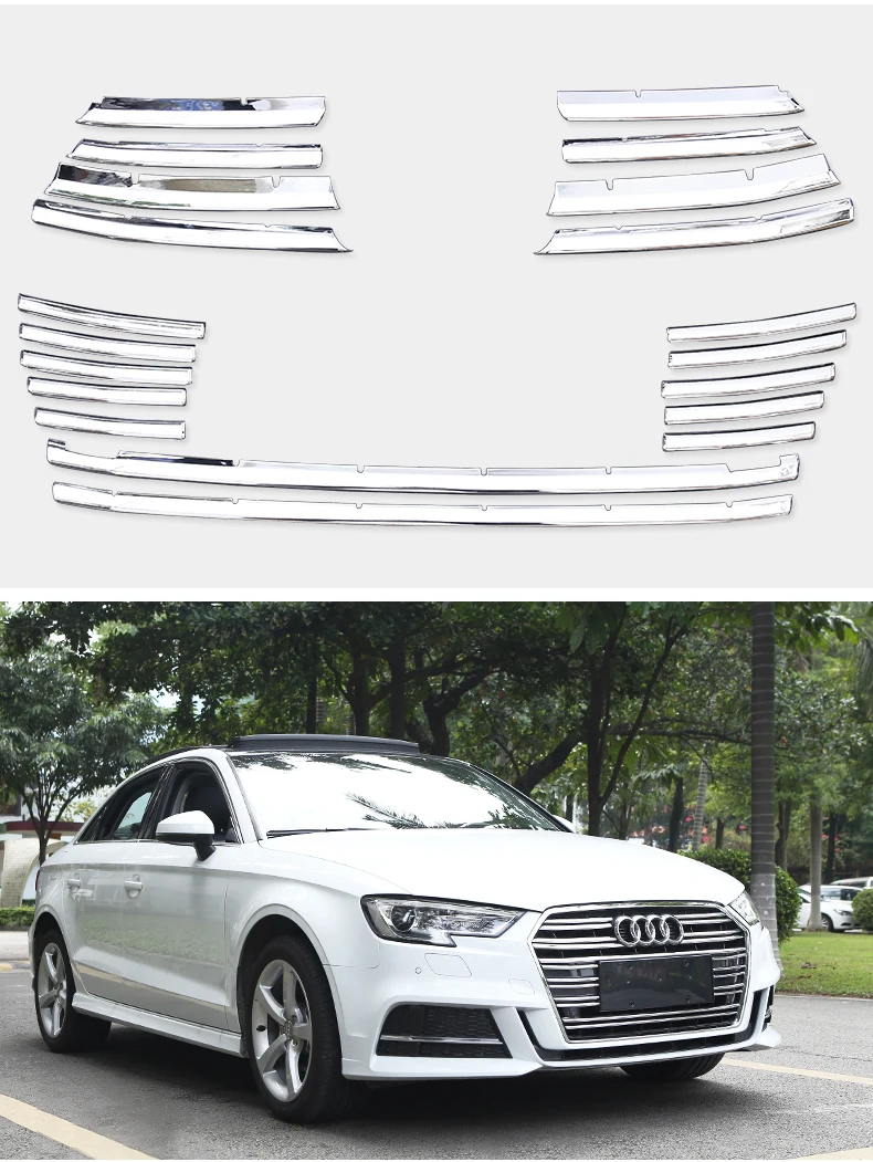 1 set 21 pcs Aiwins автомобильный Стайлинг для Audi A3 ABS автомобиля Передняя решетка средняя Сетка полосы планки - Цвет: 1 set 21 pcs