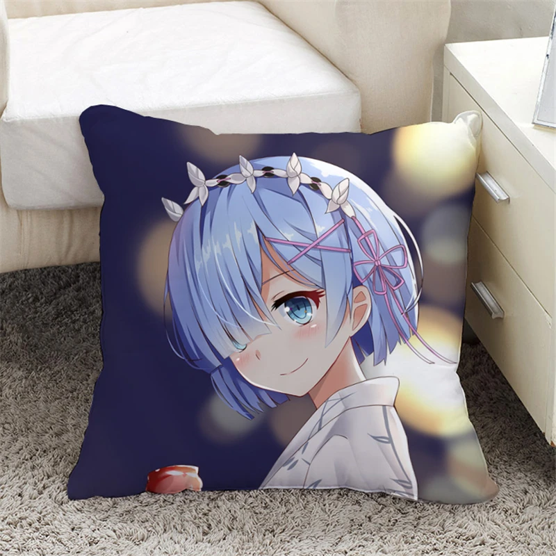 N Аниме Re: Zero kara Hajimeru Isekai Seikatsu мультфильм рам и рем двухсторонний чехол для подушки с принтом и внутренняя подушка чехол для подушки - Цвет: N