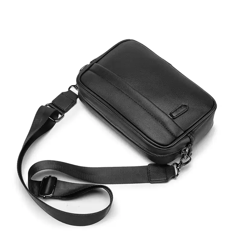 men's vegan leather messenger bag