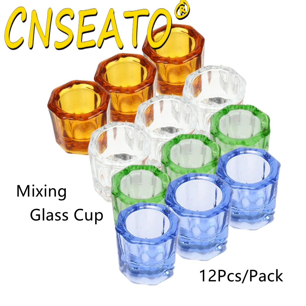 

12Pcs Mixing Cup Bowls Glass Dental Lab Household Octagonal Cups Reconcile Crystal Dappen Dish Dentistry Glassware Mix Crylic