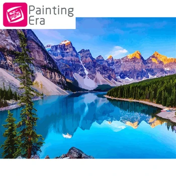 

2020 Era Mountains 5D diamond pianting Scenery Kits full round diamond embroidery Canvas HandPainted Gift DIY Lake Home Decor