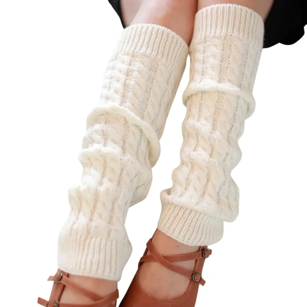 Женские зимние теплые гетры Вязаные вязаные длинные носки выше колена Socks2019 горячая Распродажа модный подарок высокое качество - Цвет: Белый