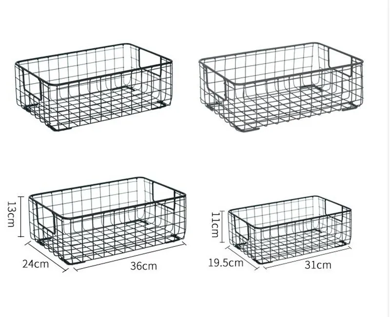 Nordic Metal Storage Baskets Fruit Bread Basket Clothes Cosmetics Storage Basket Bathroom Kitchen Household Storage Organizer