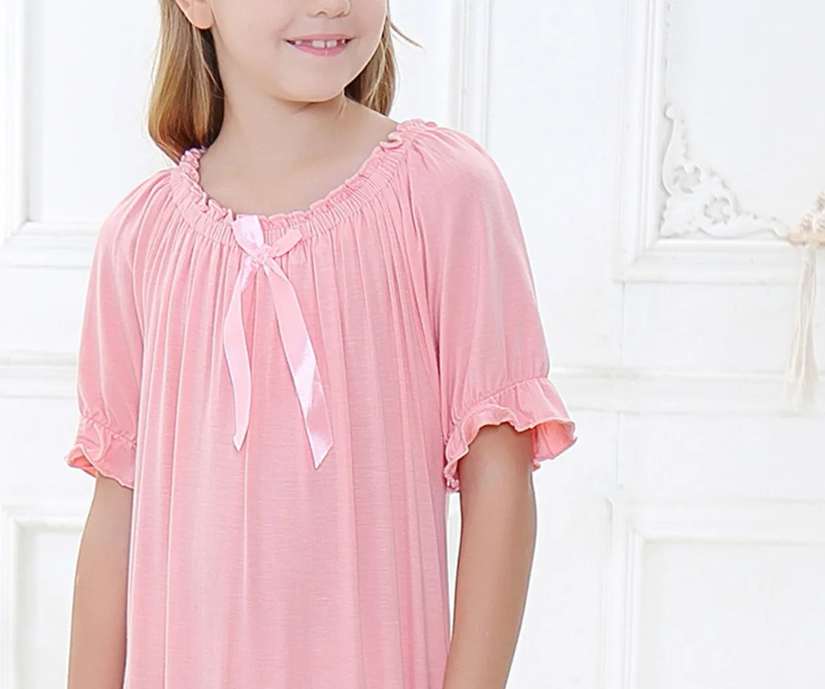 Girls Nightdress Vestidos Summer Cotton Lace Pajama Dress 2025