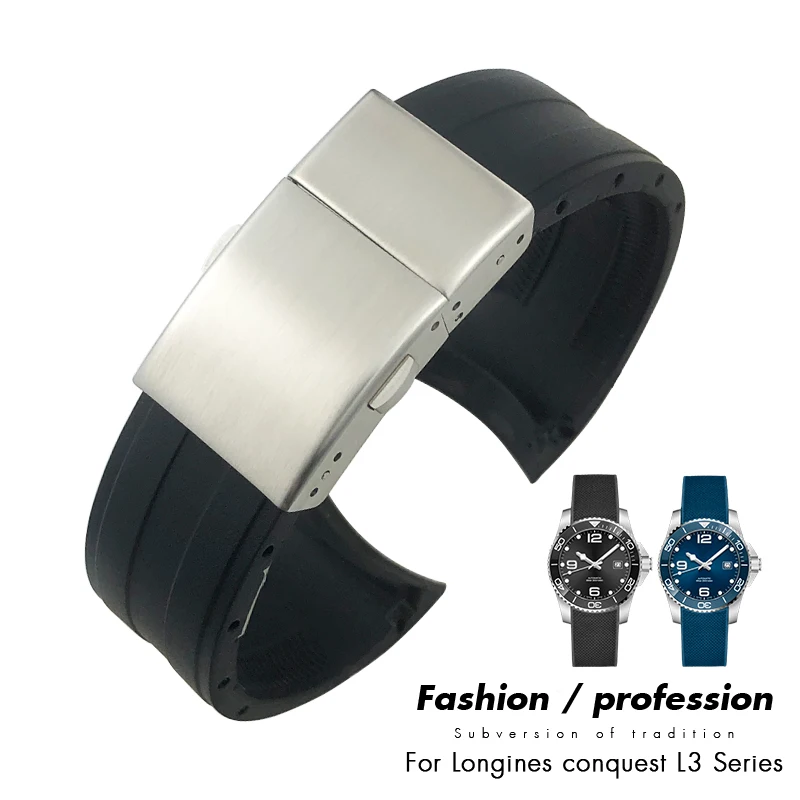 21Mm 22Mm Cinturino In Gomma Siliconica Adatto Per Longines Hydroconquest L3 Conquest Mido Ocean Star M026 Cinturino Per Orologio Sportivo