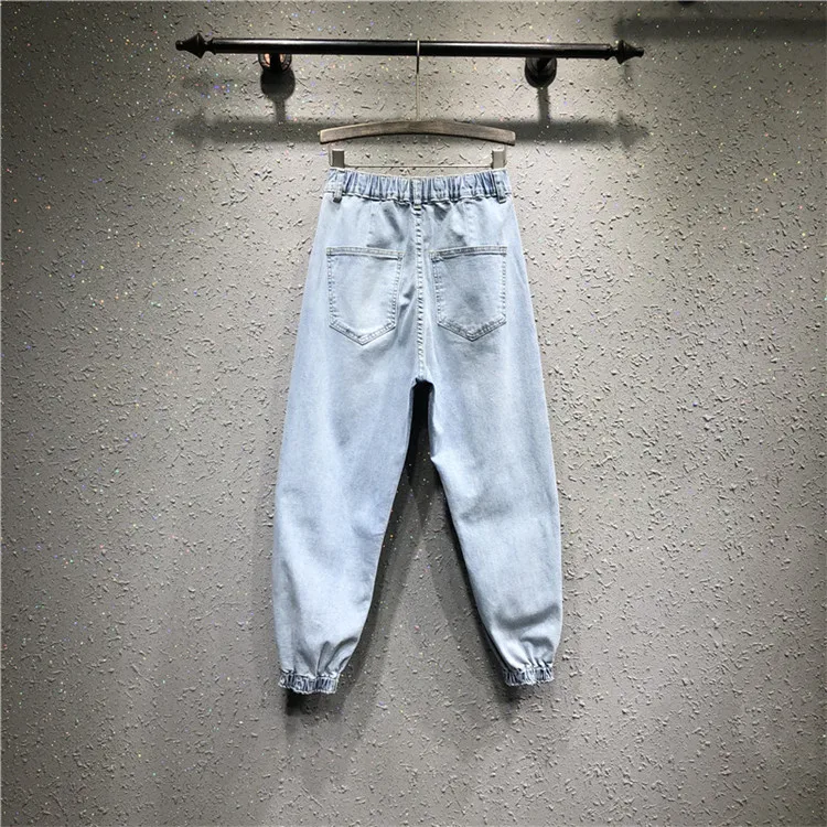 SuperAen Europe Wild Women Jeans Solid Color Wild Casual Autumn New Ladies Jeans Beaded Harem Pants Female