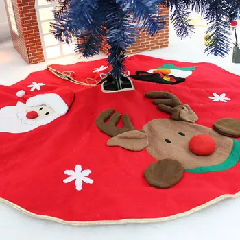 

Surround Christmas Tree Skirt 100CM Embroidery Carpet Home Ornament Xmas Party Premium Non-Woven Fabrics Cute Decoration