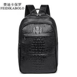 FEIDIKABOLO New Luxury Crocodile Men Backpack 100%Genuine Leather Men's Backpacks High Quality Travel Backpacks for Male mochila