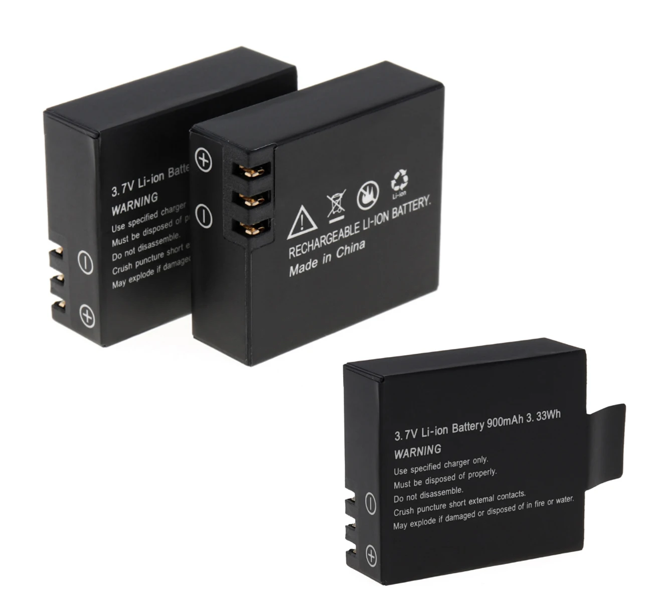 Аккумулятор и двойное зарядное устройство USB для экшен-камеры Eken H9, H9r, H8, H8r, H8PRO, H3, H3r, GIT-LB101 Sports Ultra HD 4K - Цвет: 3 PCS Battery