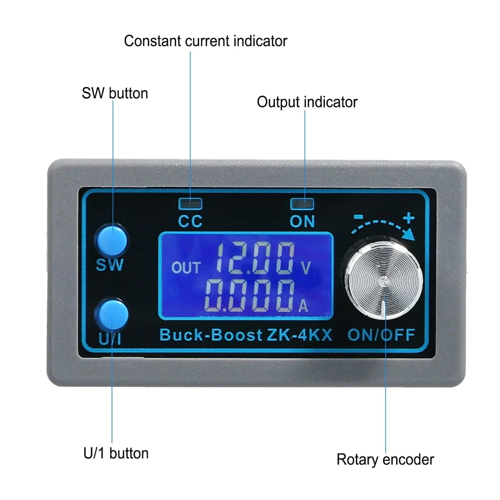 Convertidor Buck Boost ZK4KX CC, módulo de potencia ajustable, fuente