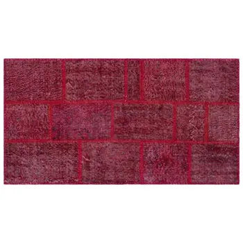 

Handmade Red Vintage Overdyed Patchwork Area Rug 080x150 Cm-2'7''X4'11''