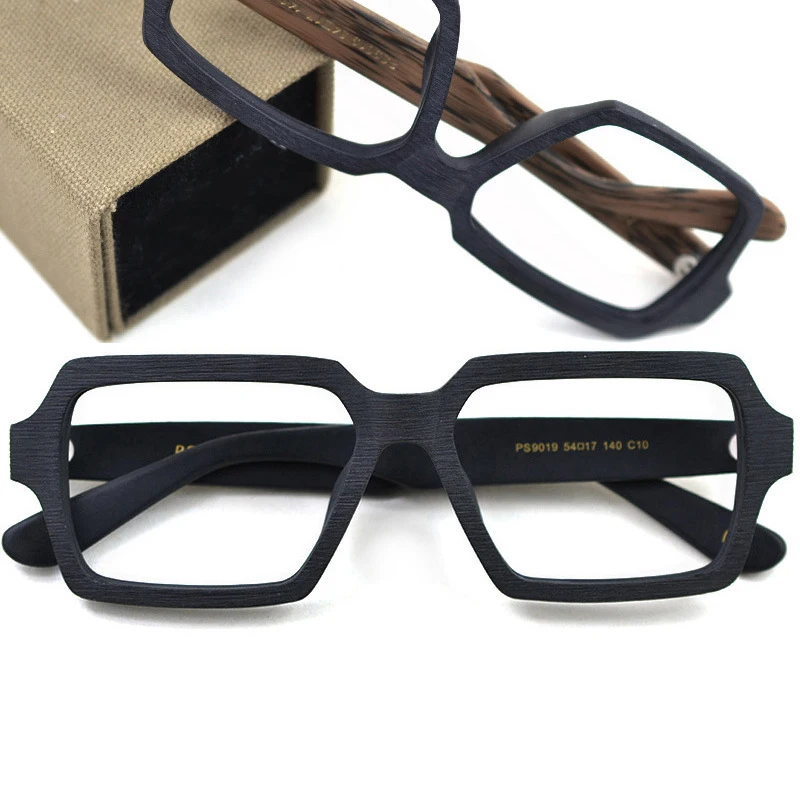 Имитация древесины зерна очки оправа ручной работы ацетат негабаритных квадратных очков оправы по рецепту очки без линз унисекс