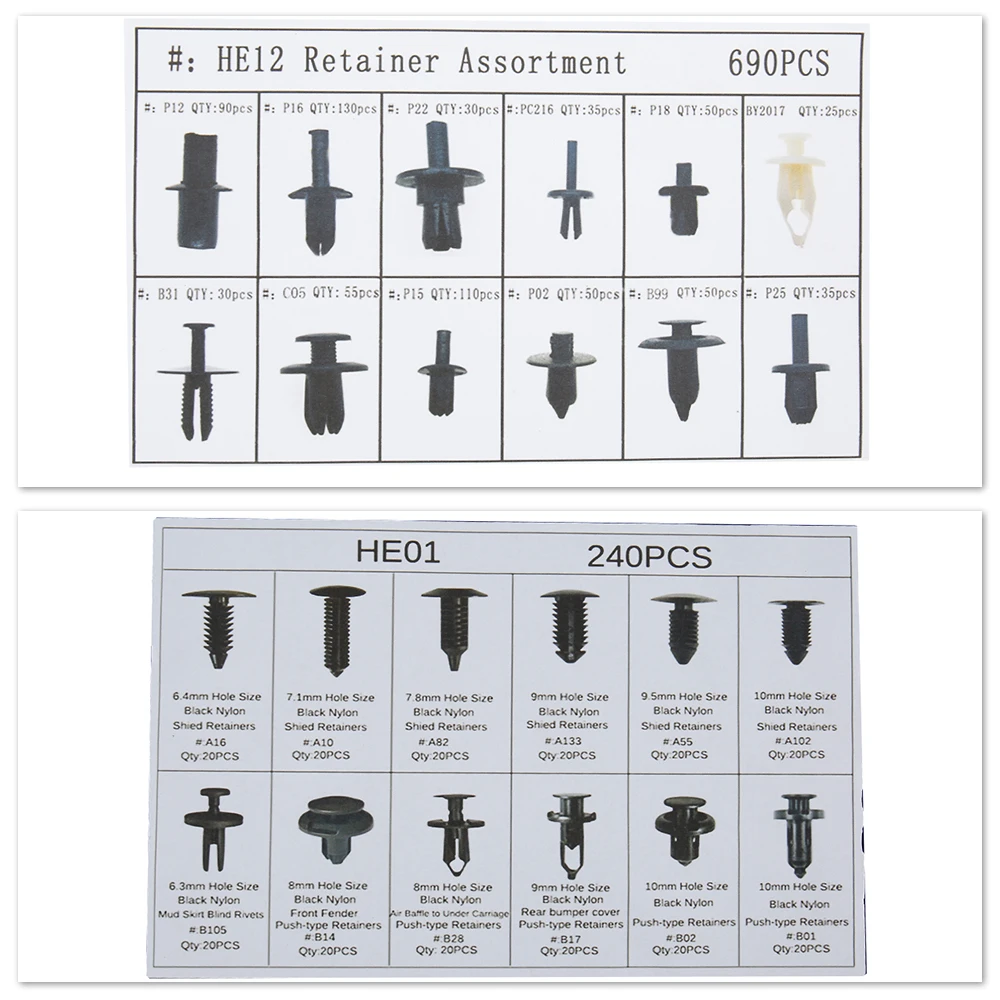 240/690 шт. автомобильный фиксатор для кузова, заклепка, отделка крепежных деталей, формовочный зажим, расширительные винты, набор с отверткой для удаления