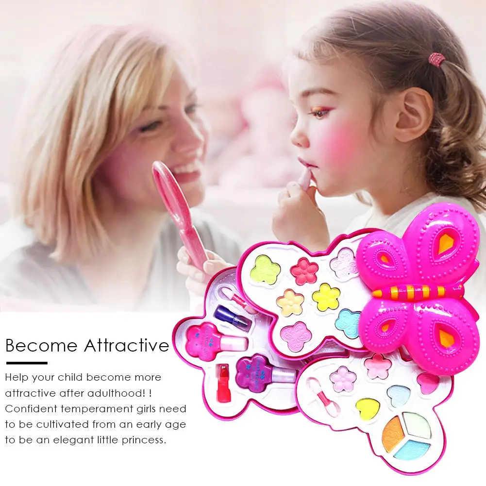 Kids Girls Makeup Toy Set Cosmetics Toys Play Makeup Set Eco-friendly Cosmetic Play Kit Best Birthday Gift For Girls Kids