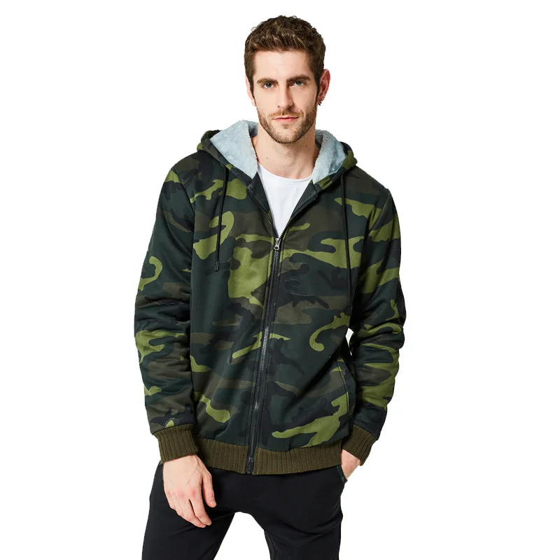 

Fashion casual camouflage printing oversized pullover sweatshirt Winter high-quality plus velvet fleece thick hoodies men S-XXL