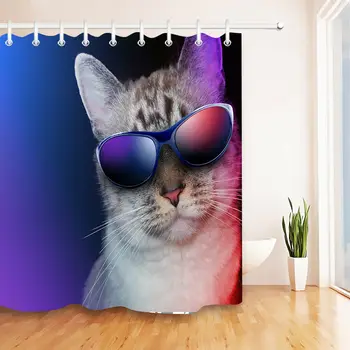 

Cool Cat with Sunglasses Shower Curtain Liner Waterproof Fabric Bathroom