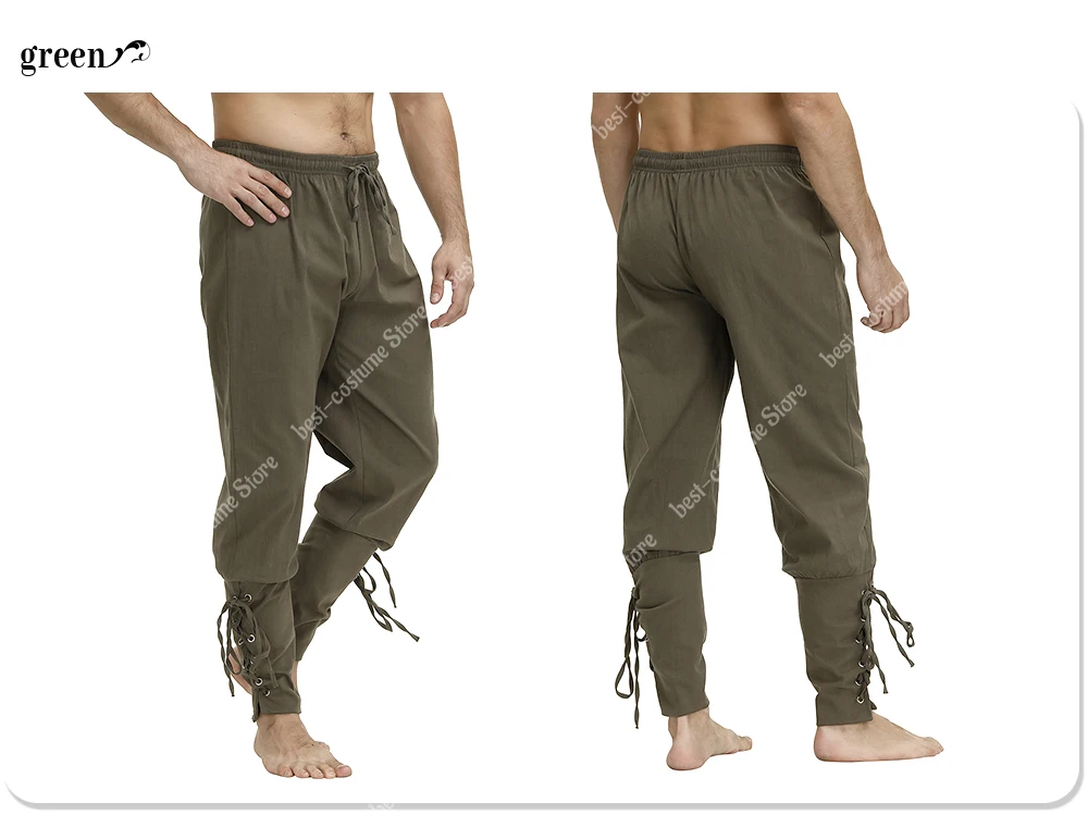 Medieval Pants for Men Pirate Viking Costume Pants Plus Size Trousers Pirate Cosplay Costume With Drawstrings