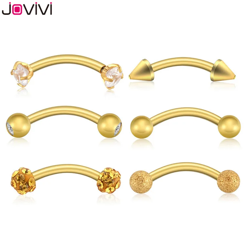 Jovivi серьги из нержавеющей стали Rook Daith кольцо для губ Сережка для бровей Cartilage Tragus кубический цирконий пирсинг в форме гантели
