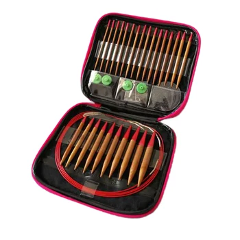 

Interchangeable Carbonized Bamboo Circular Knitting Scarf Sweater Crochet Handwork Anti Rust Weaving DIY Sewing Needle Kit Ring