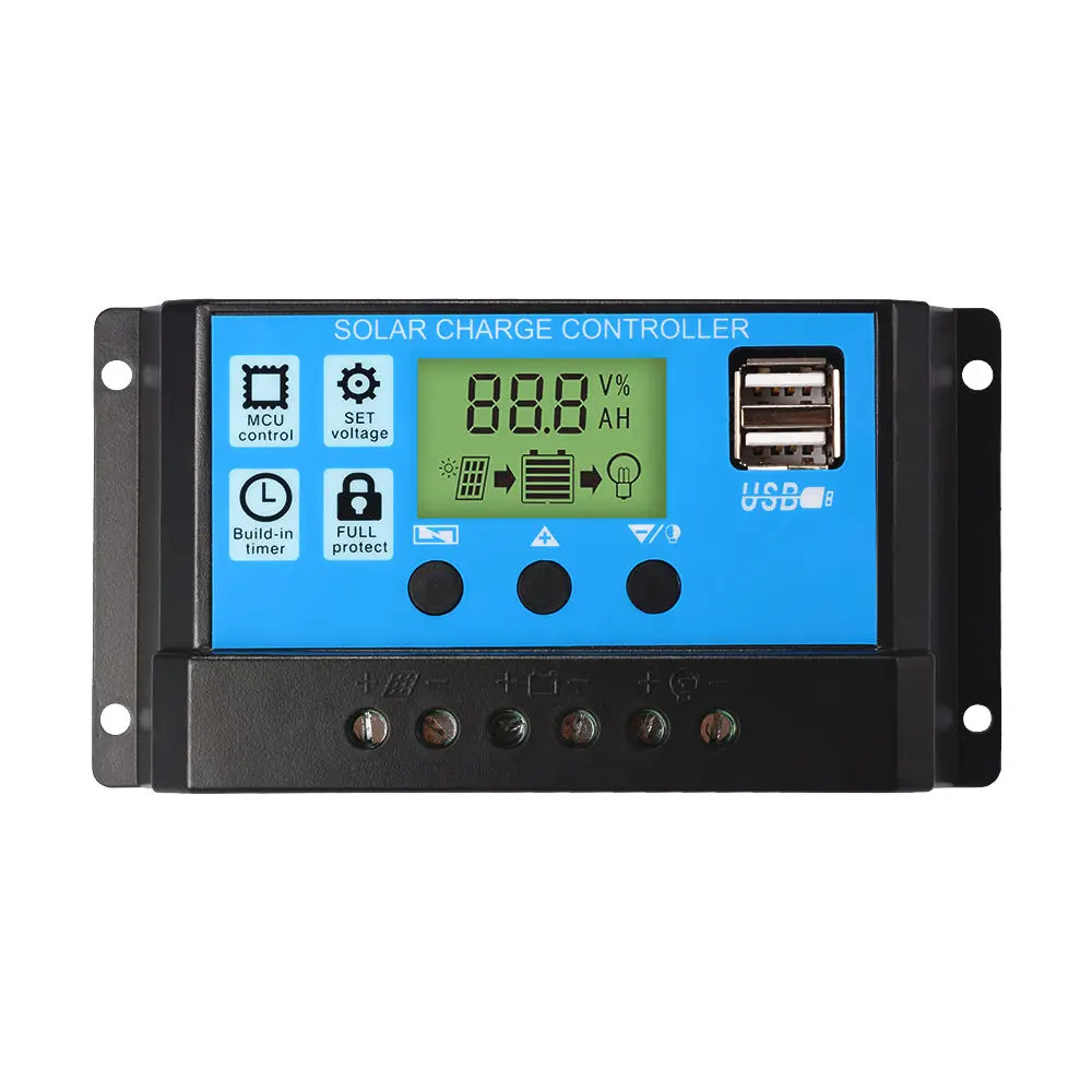 

12-24V LCD PWM Solar Controller Battery Regulator Charger Controller Home Chargering LCD Dual USB Solar Controllers