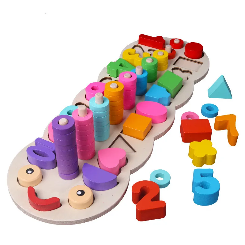 

Children Wooden Toys Montessori Materials Learn To Count Numbers Matching Digital Shape Match Early Education Teaching Math Toys