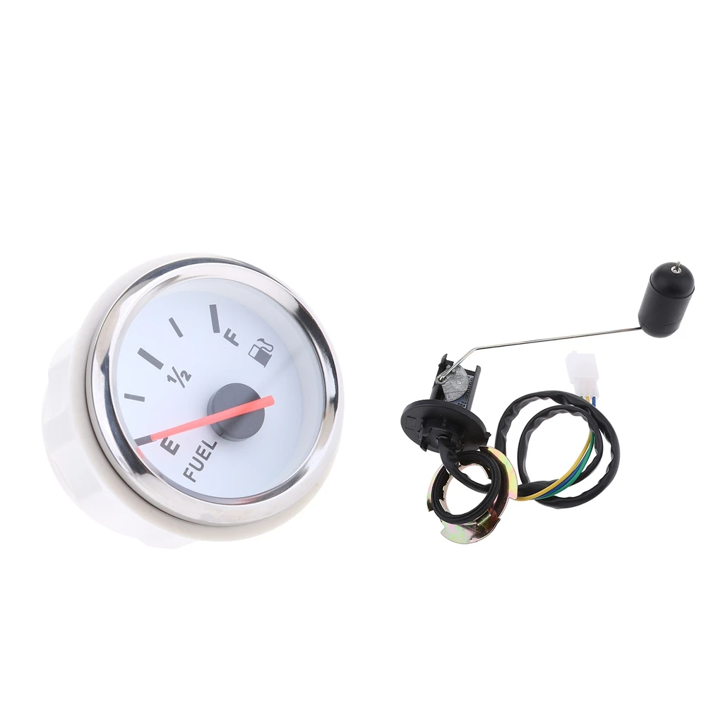 2 inch 52mm Marine Electric Dash Mounted Fuel Lever Gauge & Sensor - E-1/2-F Indicating Range (33 to 240 Ohm's)