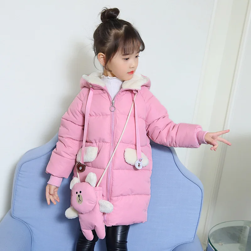 

Version Cotton Coat Big Boy Fashion Western Style Feather Babe Girls Thick Winter Warm Hooded Cotton-padded Clothes 2018 New Sty