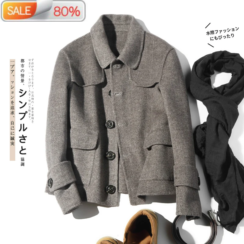 

Double-sided Wool Coat Men British Casual Woolen Jacket Spring Short Mens Coats Overcoat Abrigo Hombre LM1A-1015 B21466