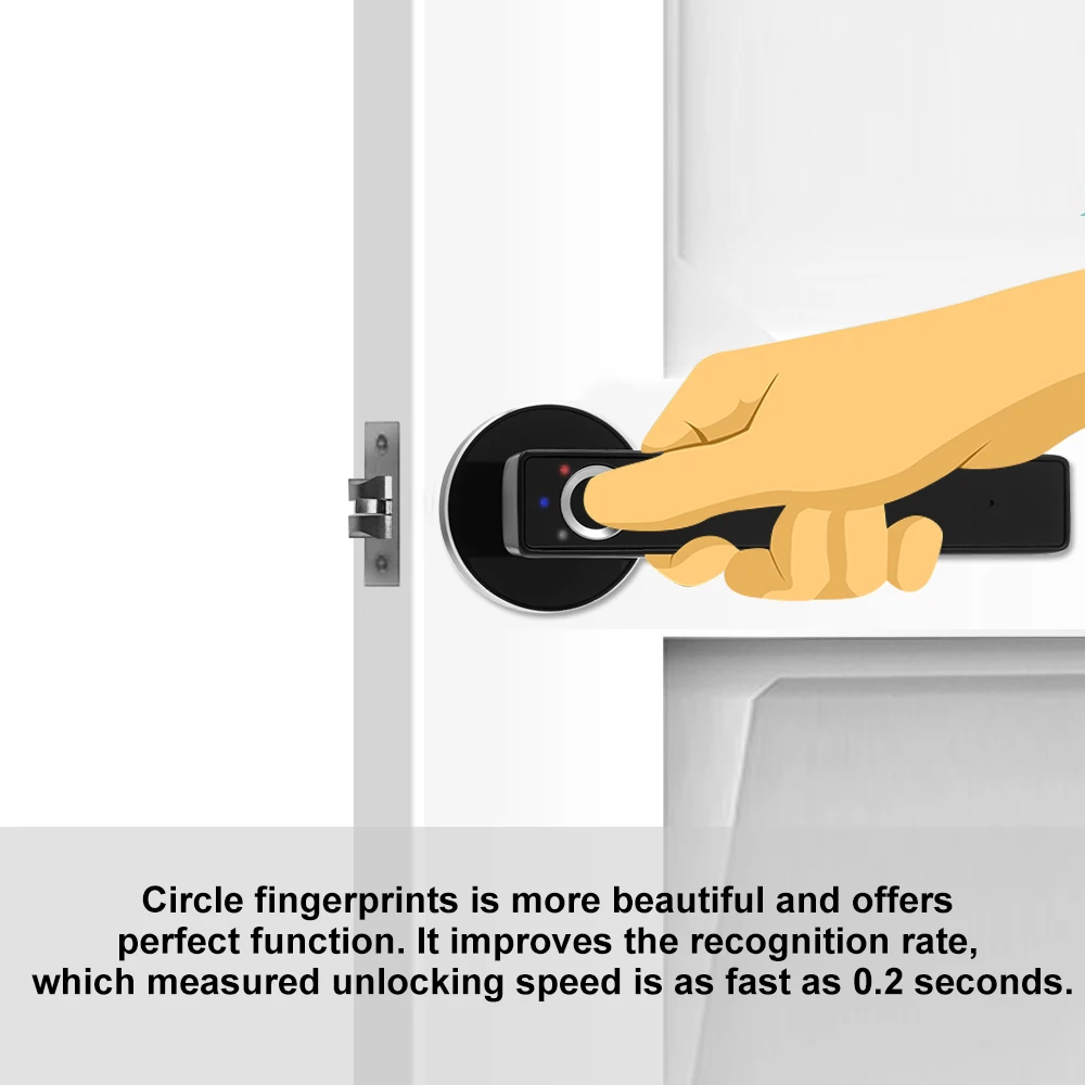 Keyless USB Перезаряжаемый дверной замок, отпечаток пальца, умный замок, быстрая разблокировка, цинковый сплав, металлический развивающий чип