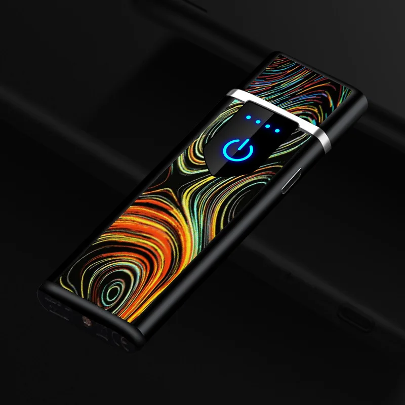 

Light flameless electronic ultra-thin USB charging light touch-sensitive windproof lighters custom metal