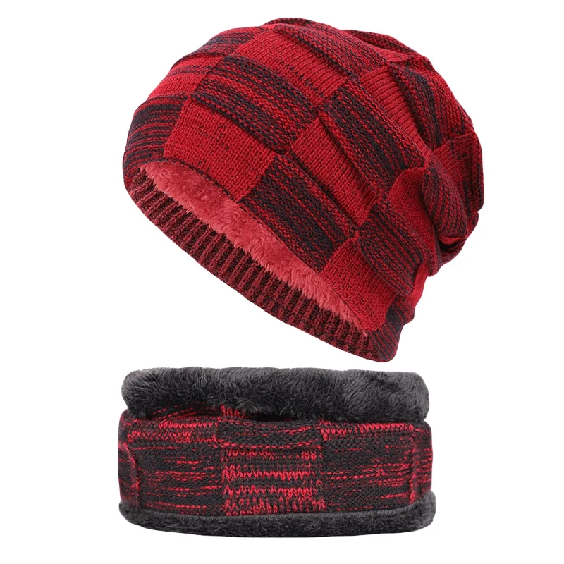 Комплект из 2 предметов, зимняя шапочка-шарф, теплая вязаная шапка, толстая флисовая подкладка, зимняя шапка с черепом и шарф для мужчин и женщин - Цвет: JR