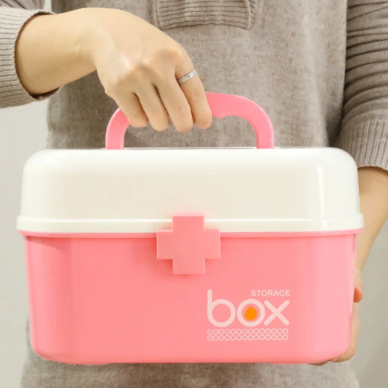 

Candy-Colored Household Small Medicine Health Kit Medicine Cabinet Family Double Layer Hand Medicine Storage Box Medical Kit