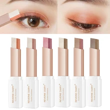 Preguiçoso sombra vara estéreo gradiente shimmer cor dupla sombra de olho caneta à prova dwaterproof água fácil de usar sombra maquillaje tslm1