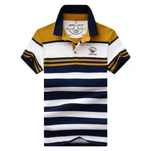 Рубашка поло из чистого хлопка, мужская рубашка с коротким рукавом, лето, стиль, в полоску, Повседневная Базовая одежда, Бизнес Стиль, отложной воротник, вышивка