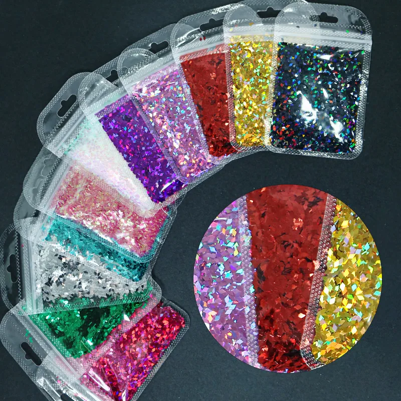 

1Bag Laser Sparkling Diamond Nail Glitter Sequins 12Colors Ultra-thin Rhombus Paillette Sticker Tips Dust Nail Art Decoration %&