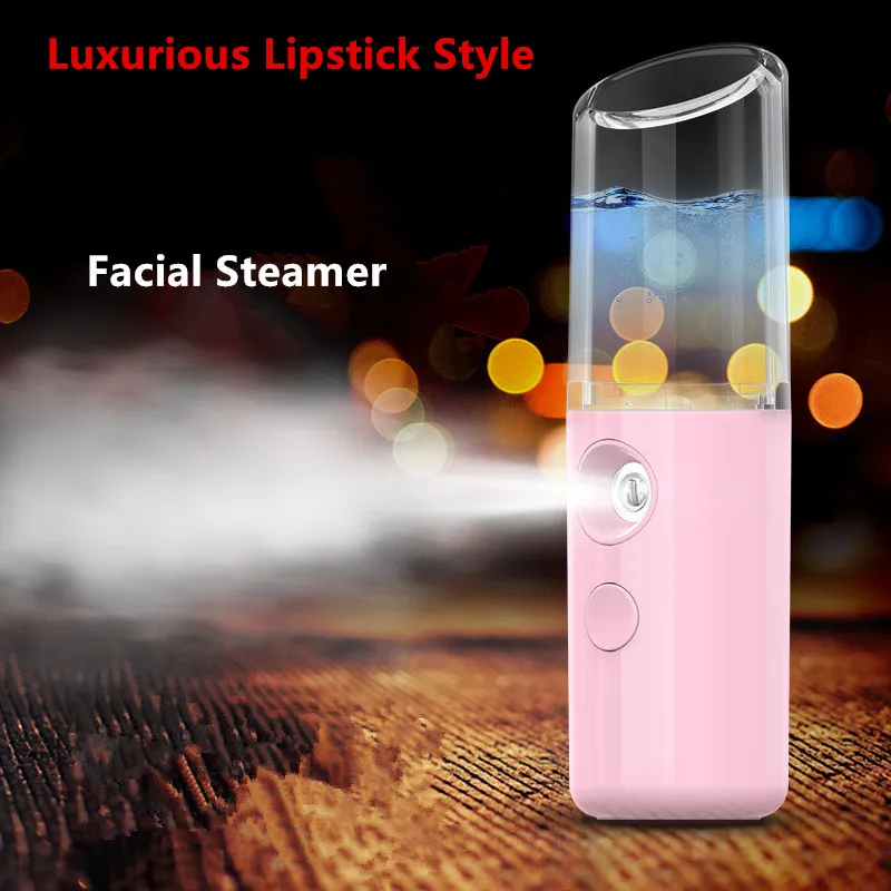 Pink Lipstick Style Nano Mist Mini 25 мл спрей для лица портативный USB распылитель для тела Увлажнение парохода уход за кожей лица спрей косметические инструменты - Цвет: Pink Lipstick Style