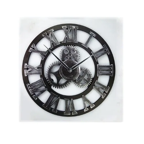 Настенные часы ручной работы Saat, негабаритные настенные часы Reloj Pared Horloge, часы Duvar Saati, роскошные художественные большие деревянные часы, винтажный домашний декор - Цвет: Rome Silver