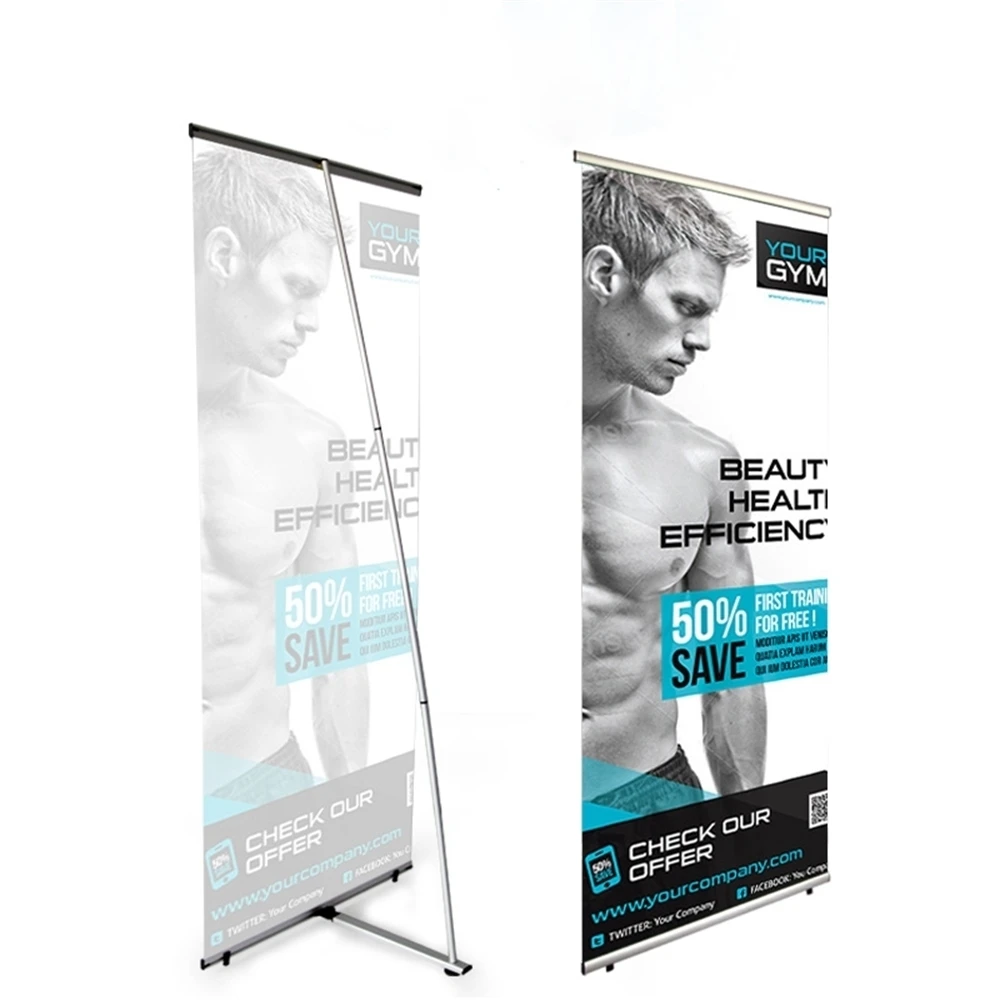 Indoor Aluminum Advertising Display Rack 80*200cm Ads Banner Flag