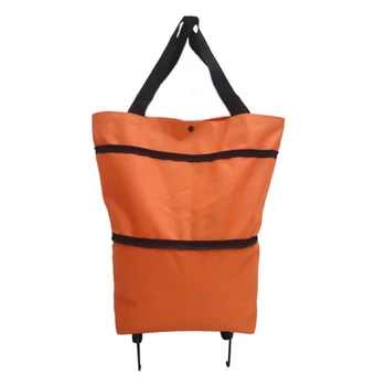 

Oxford Portable Carrying Bag Reusable Shopping Bags Wheels Rolling Shopping Cart Shopping Organizer #1