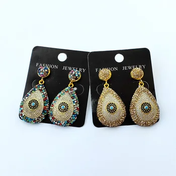 

4Pairs Fashion Simple style Lucky eyes earrings,rhinestone CZ micro pave Charm Dangle Earrings For women jewelry Xmas gift E1013