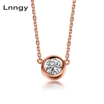 شراءLnngy الفاخرة 18K ارتفع الذهب الأصفر الذهب الأبيض الذهب 0.1ct ريال عقد ألماس قلادة الزفاف قلادة مجوهرات هدايا عيد الميلاد